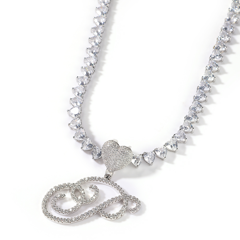 Tennis Bracelet Cubic - Uwin lettere corsive con catena da