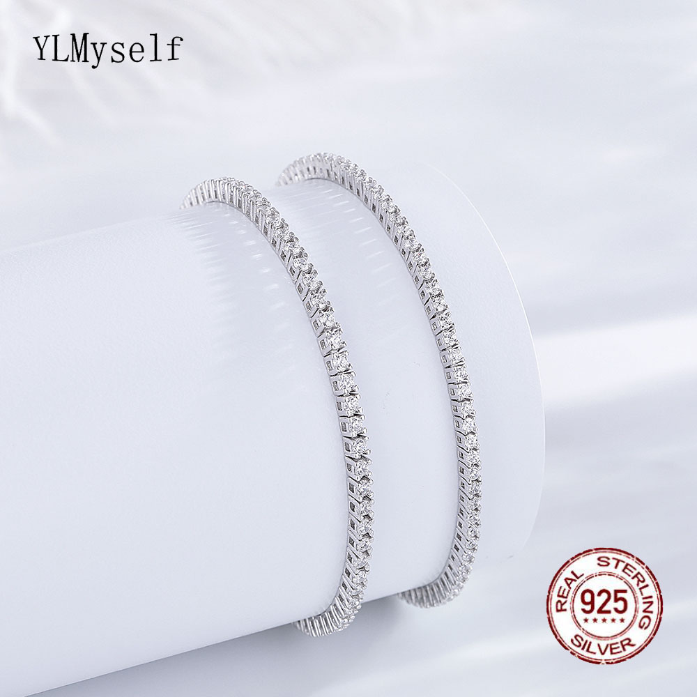 Tennis Bracelet Cubic - Vero argento 1.75mm/1.5mm zircone cubico bianco
